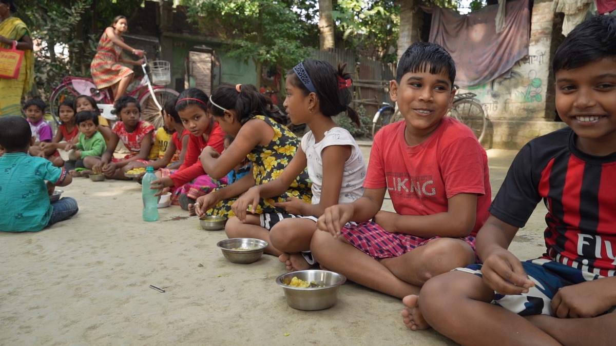 Children enjoying their meal