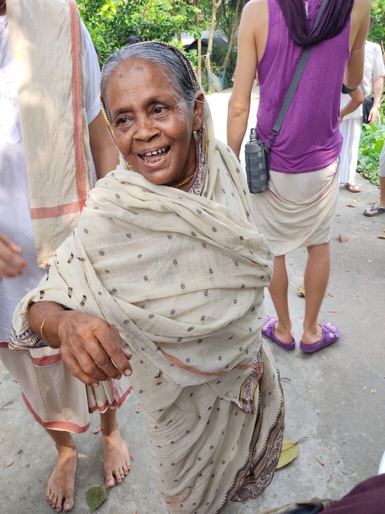 Elderly widow smiling