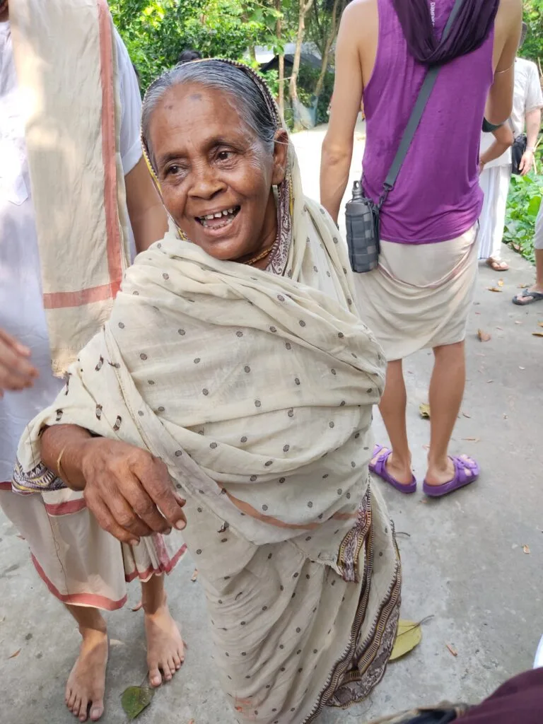 Elderly widow smiling